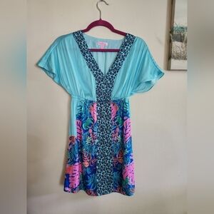 Lilly Pulitzer top dress swimsuit coverup tropical leaves XS